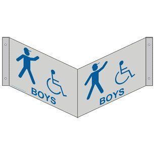 ADA Boys Blue on Gray Sign RRE 7055Tri BLUonPRLGY Mens / Boys  Business And Store Signs 