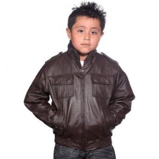 Wilda Children's Classic Leather Bomber Jacket 2XL Gray Clothing