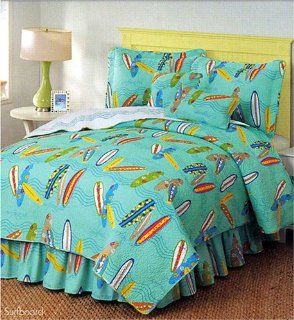 Surfboard, Surfing 6 Pc Quilt Set   Full Size Cotton Bedding, Reversible  Other Products  