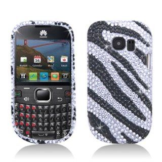 Aimo HWM636PCLDI652 Dazzling Diamond Bling Case for Huawei Pinnacle 2 M636   Retail Packaging   Zebra Black/White Cell Phones & Accessories