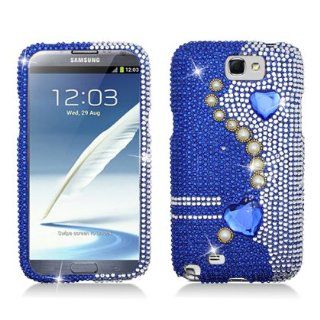 Aimo SAMNOTE2PCLDI637 Dazzling Diamond Bling Case for Samsung Galaxy Note 2 N7100   Retail Packaging   Pearl Blue Cell Phones & Accessories