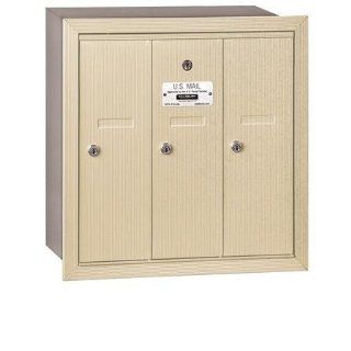 3 Door Vertical Mailbox in Sandstone   Recessed Mounted USPS Access  Security Mailboxes  Patio, Lawn & Garden