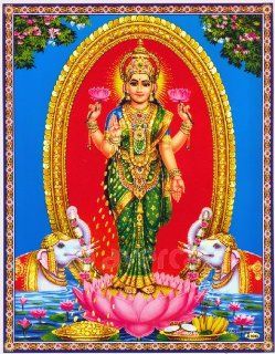 Shree Laxmiji / Goddess Lakshmi / Goddess of Wealth / Laxmi Mata Poster (Size 9X11 Inches Unframed)   Prints