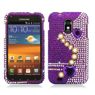 Purple Pearl Heart Bling Gem Jeweled Crystal Cover Case for Samsung Galaxy S2 S II Sprint Boost Virgin SPH D710 Epic Touch 4G Cell Phones & Accessories