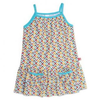 Zutano Girls 2 6X Helix Puff Pocket Dress, Multi, 4T Clothing