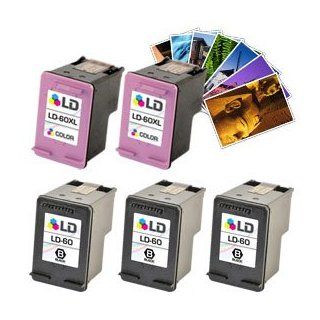 LD © Remanufactured Ink Cartridge Replacements for HP CC640WN (HP 60) Black and HP CC643WN (HP 60) Color (3 Black and 2 Color) + Free 20 Pack of Brand 4x6 Photo Paper Electronics