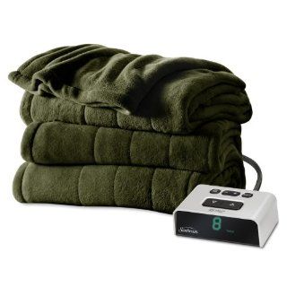 Sunbeam BSM9BTS R622 16A00 Microplush Heated Blanket, Twin, Ivy   Electric Blankets