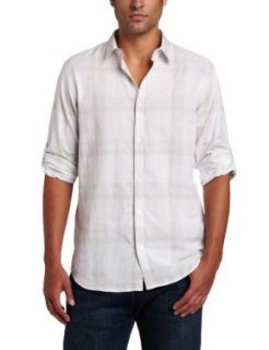 Calvin Klein Sportswear Men's Long Sleeve Roll up Madras Dobby Woven Shirt, White, X Large at  Mens Clothing store