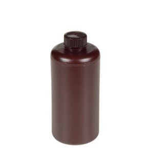 Vestil BTL UVN 32 Narrow Mouth Low Density Polyethylene (LDPE) Round UV Plastic Bottle with Natural Cap, 32 oz Capacity, Amber
