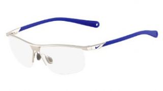 NIKE Eyeglasses 6055/2 048 Platinum/Deep Royal Blue 57MM at  Mens Clothing store