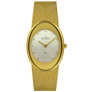 Skagen Women's 648SGG Steel Collection Crystal Accented Gold Tone Mesh Stainless Steel Watch Watches