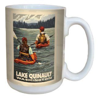 Tree Free Greetings lm43315 Scenic Lake Quinault Washington Kayaking by Paul A. Lanquist Ceramic Mug with Full Sized Handle, 15 Ounce, Multicolored Kitchen & Dining