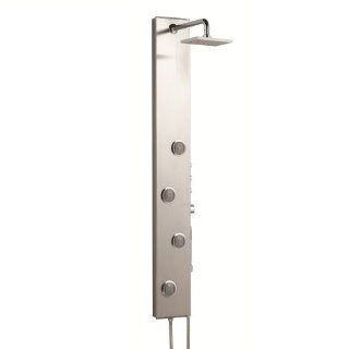 Hudson Reed Theme Thermostatic Shower Panel Tower System Stainless Steel   Complete Massage Column With Square Rainfall Head Easy Clean Handset & 4 Body Spa Jets    