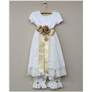 Cassie's Creations White Lace Dress & Bloomer Set 3T Clothing