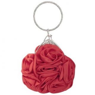 TopTie Rhinestone Circle Handle Satin Bouquet Rose Handbag, Gift Idea Evening Handbags Clothing