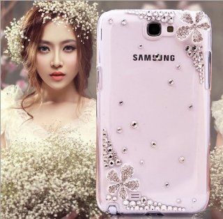 Skytech 3D Crystal Rhinestones Bling Flower Transparent Cover Case For Samsung Galaxy Note 2 ii N7100 Cell Phones & Accessories