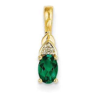 14K Diamond & Genuine Emerald Pendant Emerald And Diamond Pendants For Women Jewelry