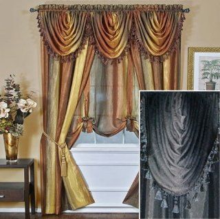 63" Long Black Ombre Stripe Semi Sheer Curtain Panel   Window Treatment Valances
