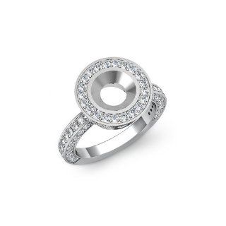 1.50 CT Round Diamond Engagement Semi mount Ring, F   G Color, VS1   VS2 Clarity (Platinum) 11g Jewelry