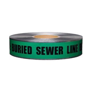 Presco D2105G4 658 1000' Length x 2" Width, Green with Black Ink Detectable Underground Warning Tape, Legend "Caution Buried Sewer Line Below" (Pack of 12) Safety Tape