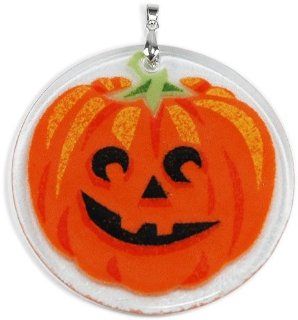 Peggy Karr Handcrafted Art Glass Halloween Pumpkin Face Ornament   Decorative Hanging Ornaments