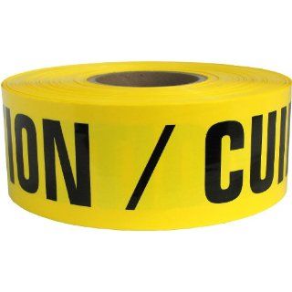 Presco B3103Y13 658 1000' Length x 3" Width x 3 mil Thick, Polyethylene, Yellow with Black Ink Barricade Tape, Legend "Caution Cuidado" (Pack of 8) Safety Tape