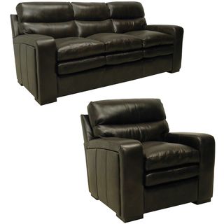 Mercer Dark Brown Italian Leather Sofa And Leather Chair