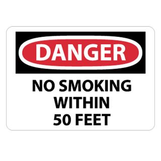 Nmc Osha Compliant Aluminum Danger Signs   14X10   Danger No Smoking Within 50 Feet