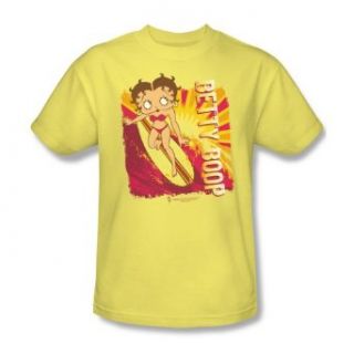 Betty Boop Sunset Surf Yellow Adult Shirt BB633 AT Fashion T Shirts Clothing