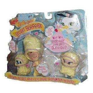 Bratz Lil' Angels Secret Surprise Numbered Collector Series 3 Pack Set with 1 Bratz Lil Angelz Baby (# 659) and 2 Pets (# 666 and # 673) in Light Yellow Color Wrap Toys & Games