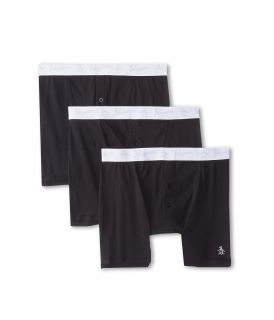 Original Penguin 100% Cotton 3 Pack 2 Button Boxer Brief Mens Underwear (Black)