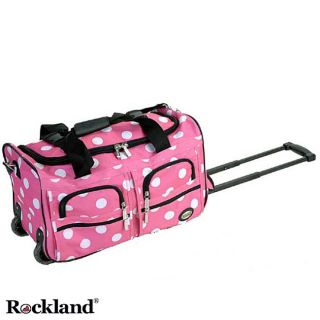 Rockland Pink Dot 22 inch Carry On Rolling Upright Duffel Bag