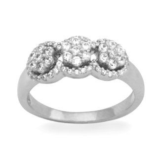 10KT White Gold Round Diamond Three Flowers Fashion Ring (1/2 cttw) D GOLD Jewelry