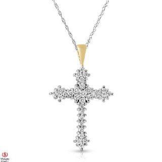 One of the kind1/2CTTW Diamond Cross Pendant 14K Yellow Gold 5R Chain Jewelry