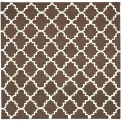 Safavieh Hand woven Moroccan Dhurrie Brown/ Ivory Wool Rug (8 Square)