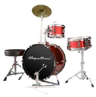 Spectrum AIL 662BK 3 Piece Junior Drum Set with 10 Inch Crash Cymbal and Drum Throne, Midnight Black Musical Instruments