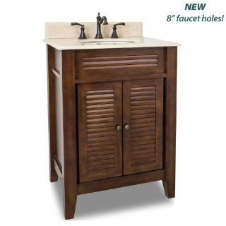 Elements VAN078 T MC Painted Nutmeg / Cream Marble Lindley Lindley Collection 26 1/2" Inch Bathroom Vanity Cabinet with Counter Top and Bowl   Vanity Sinks  