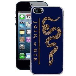Hot Buckles Blue and Gold Join or Die iPhone 5 Case (White) Cell Phones & Accessories