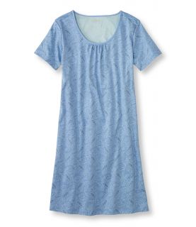 Supima Nightgown, Short Sleeve Shirred Print