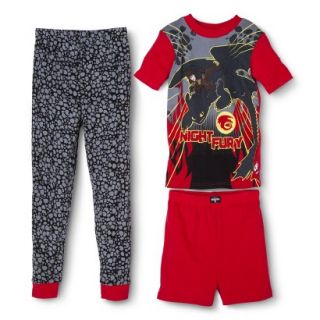 How to Train Your Dragon Boys 3 Piece Short Sleeve Pajama Set   Red 10 Red