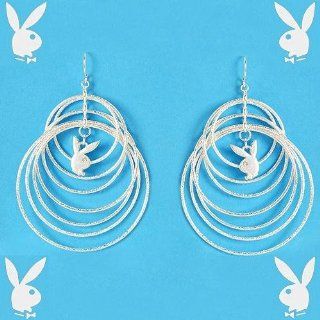 Playboy Earrings Infinity Circles Bunny Logo Charms Dangles Licensed Playboy Jewelry Jewellery Playboy Jewelry