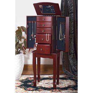 Traditional Style Cherry Jewelry Armoire Chest