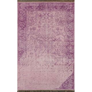 Nuloom Hand knotted Vintage Inspired Overdyed Lilac Rug (76 X 96)