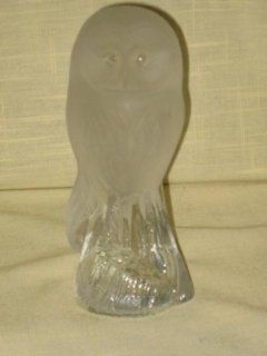 Nybro J & S Brattstrom Frosted Art Glass OWL 7 Inch Figurine Paperweight   Collectible Figurines