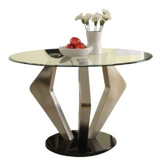 ACME 70010 Turner Dining Table, Chrome Finish   Round Dining Table Glass Top Chrome