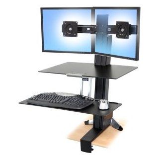 ERGOTRON Ergotron WorkFit S Dual with Worksurface+. WORKFIT S SIT STAND WKSTN DUAL DISPLAY WORKSURFACE LARGE KEYB TRAY. Up to 25.00 lb   Up to 21.3" LCD Monitor   Black   Desk Mountable  Computer Monitor Stands 