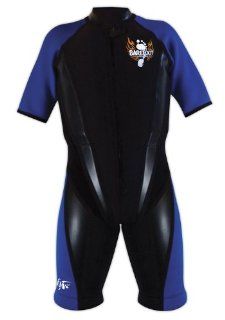 Barefoot International Iron Short Sleeve Wetsuit (Blue/Black With Orange Flaming Foot Logo)  Surfing Wetsuits  Sports & Outdoors