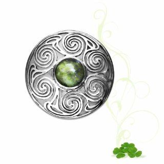 Celtic Spiral Connemara Marble Brooch 2 Brooches And Pins Jewelry