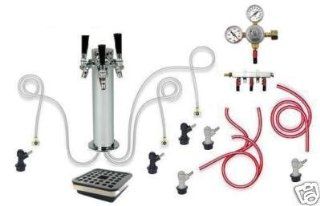 3 Tap Chrome Tower Home Brew Kegerator Kit with tray (Flat Rate Shipping) Beer Kegging Equipment Kitchen & Dining