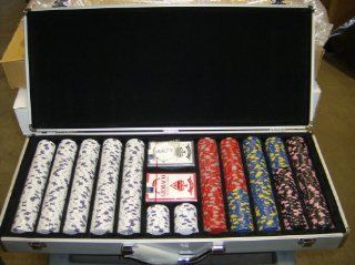 13 Gram 650 count Casino Pro Clay Design Poker Chip Set w/ Aluminum case New 